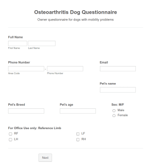 ACC Osteoarthritis Questionnaire Form Template