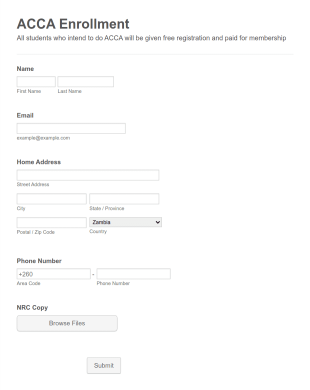 ACCA Enrollment Form Template