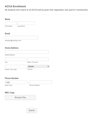 ACCA Enrollment Form Template