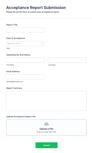 Acceptance Report Submission Form Template