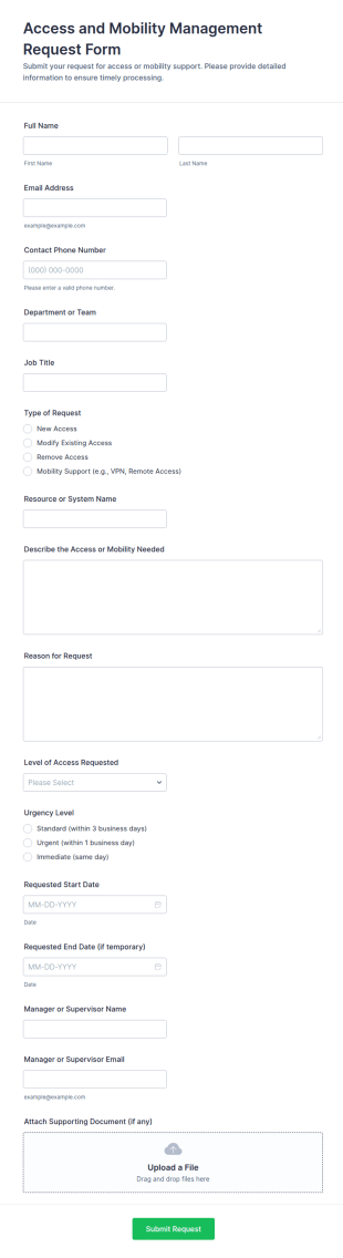 Access And Mobility Management Request Form Template