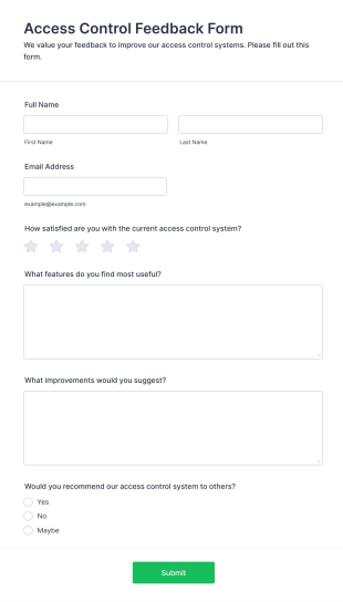 Access Control Feedback Form Template