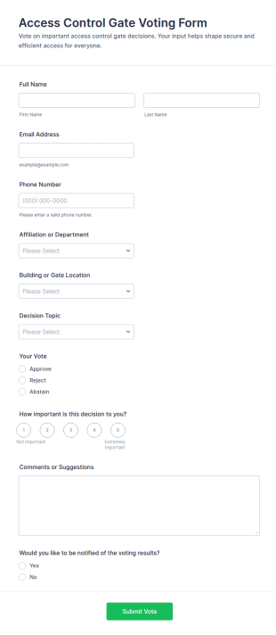 Access Control Gate Voting Form Template