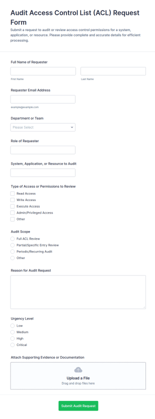 Access Control List Audit Request Form Template