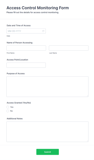 Access Control Monitoring Form Template