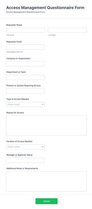 Access Management Questionnaire Form Template