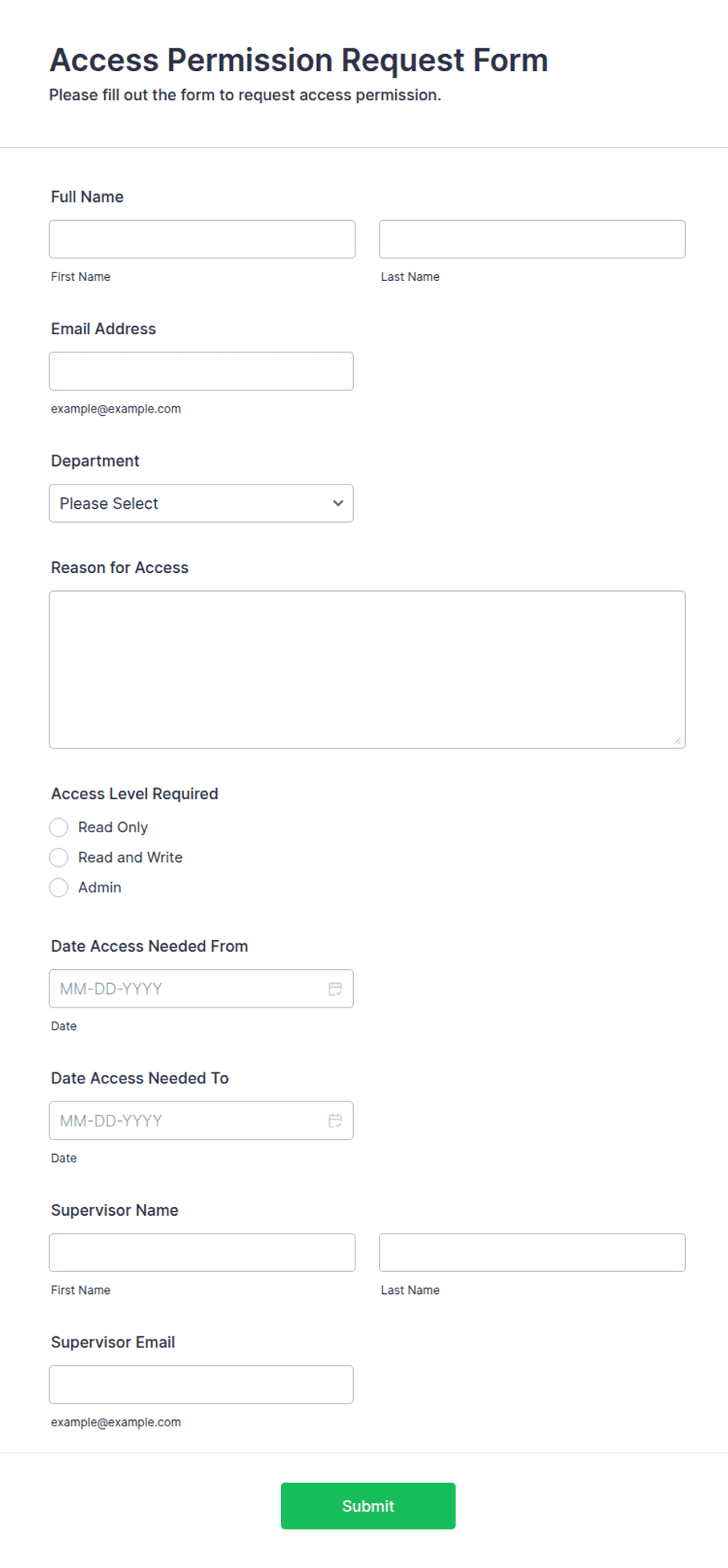 Access Permission Request Form Template | Jotform