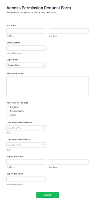 Access Permission Request Form Template