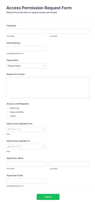Access Permission Request Form Template