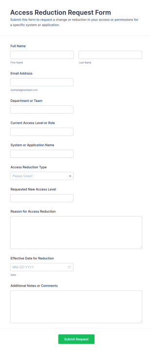 Access Reduction Request Form Template