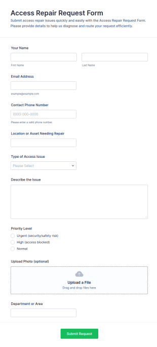 Access Repair Request Form Template