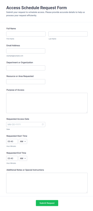 Access Schedule Request Form Template