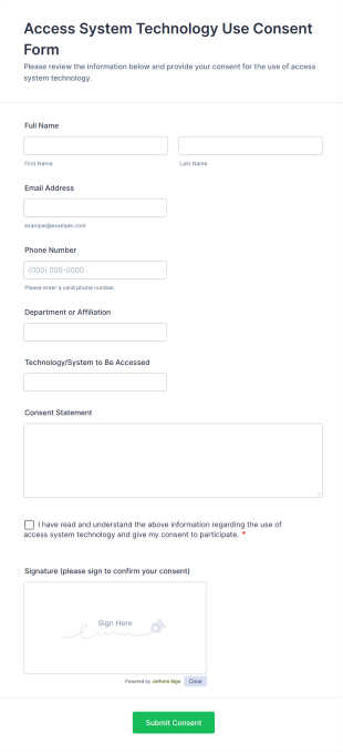 Access System Technology Use Consent Form Template