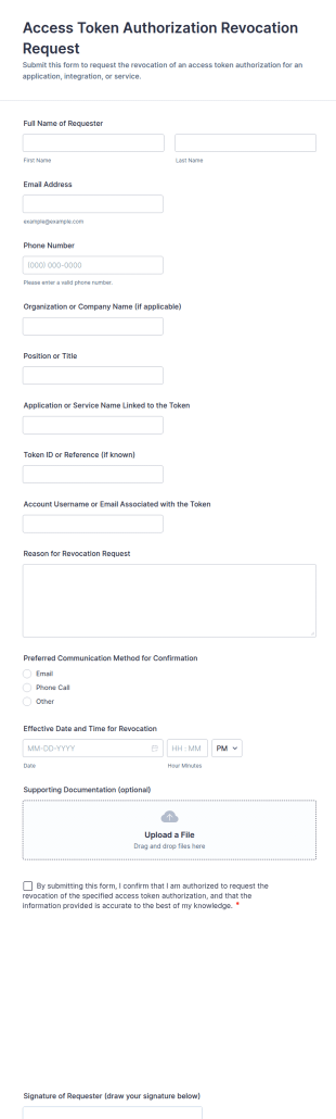 Access Token Authorization Revocation Request Form Template