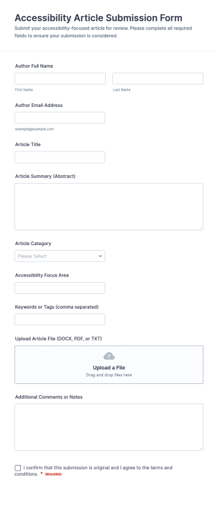 Accessibility Article Submission Form Template