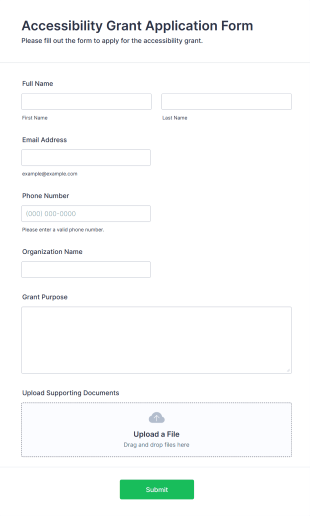 Accessibility Grant Application Form Template