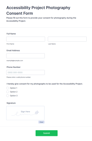 Accessibility Project Photography Consent Form Template