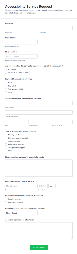 Accessibility Service Request Form Template