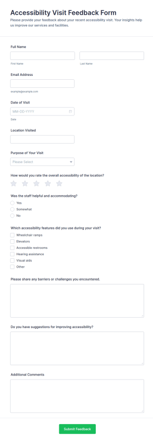 Accessibility Visit Feedback Form Template