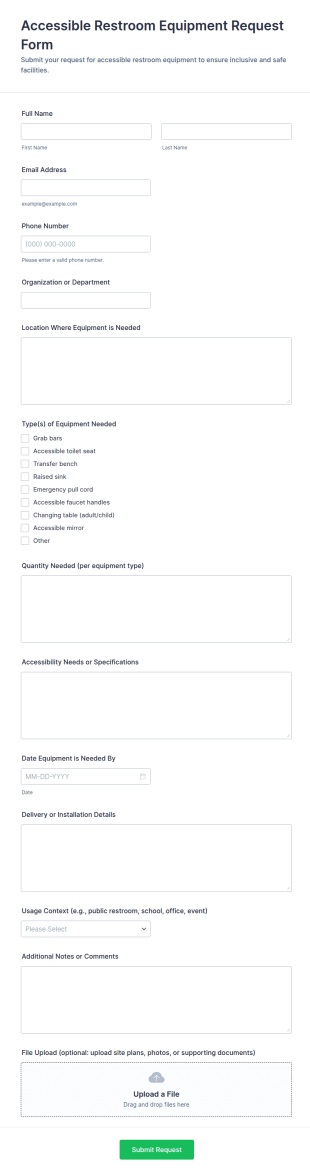 Accessible Restroom Equipment Request Form Template