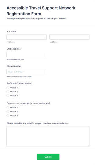 Accessible Travel Support Network Registration Form Template
