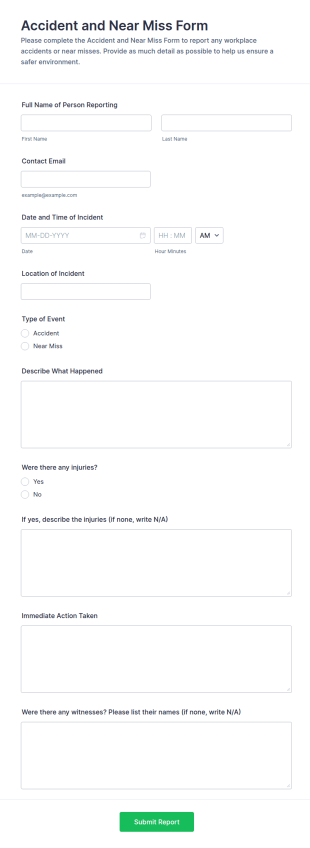 Accident And Near Miss Form Template