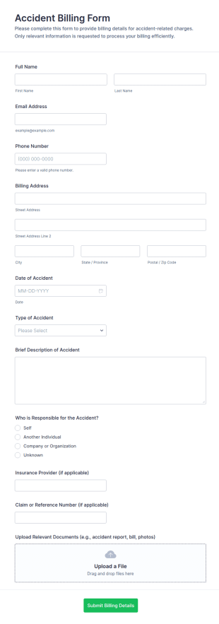 Accident Billing Form Template