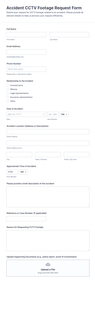 Accident CCTV Footage Request Form Template