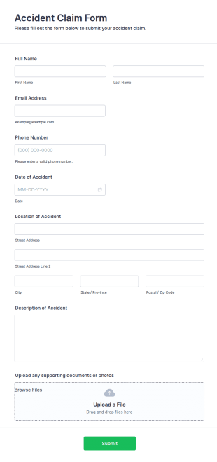 Accident Claim Form Template