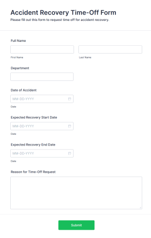 Accident Recovery Time Off Form Template