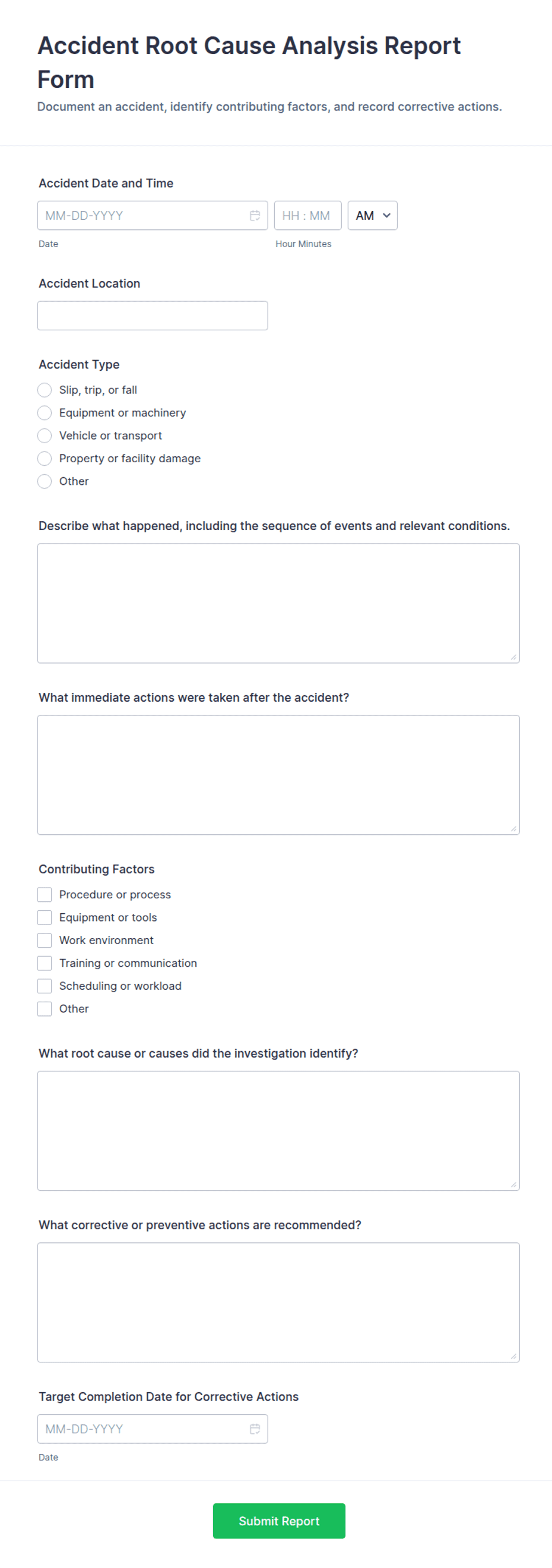 Raport Form Accident Root Cause Analysis Report Form Template | Jotform