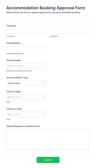 Accommodation Booking Approval Form Template