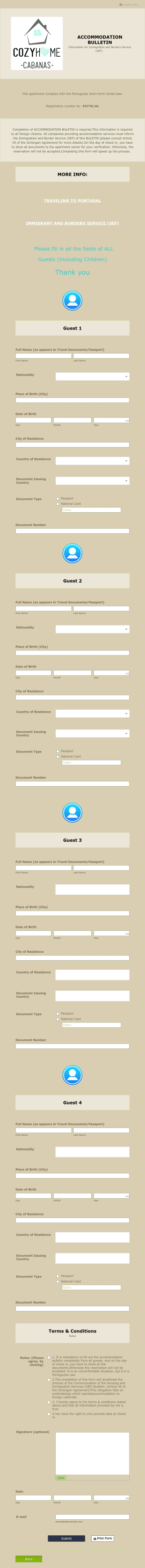 Accommodation Bulletin Form Template