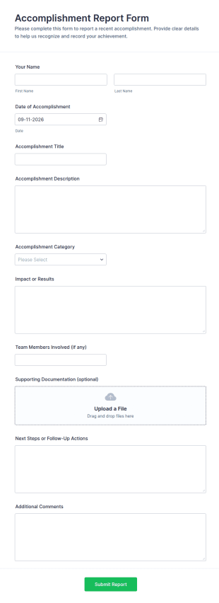 Accomplishment Report Form Template