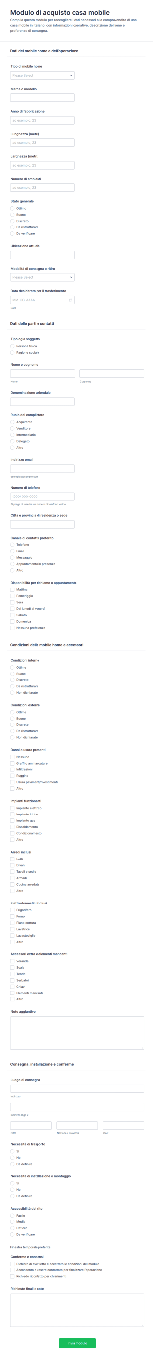 Accordo Di Acquisto Di Casa Mobile Modulo