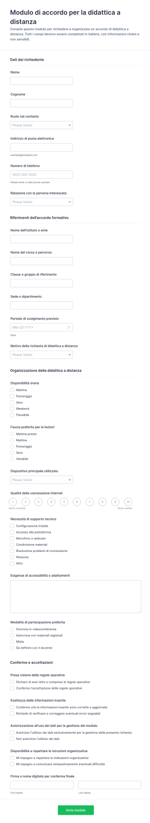 Accordo Di Apprendimento A Distanza Modulo