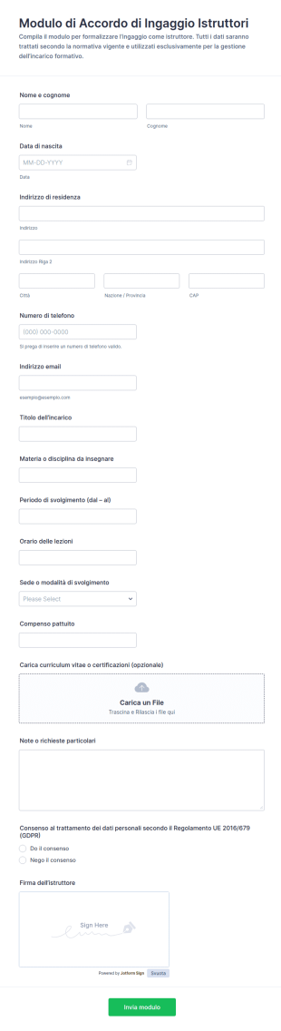 Accordo Di Coinvolgimento Insegnanti