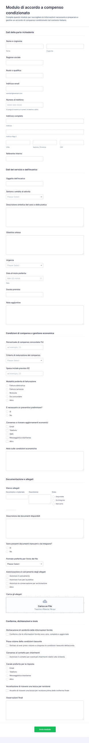 Accordo Di Compenso Contingente Modulo