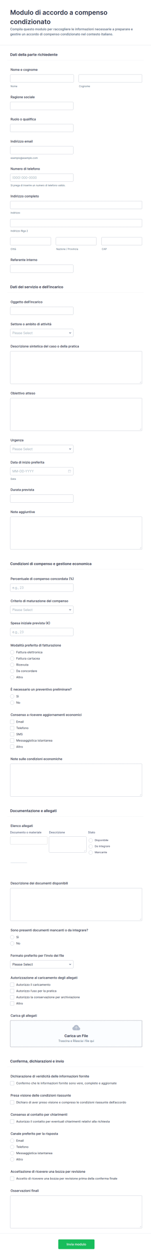 Accordo Di Compenso Contingente Modulo