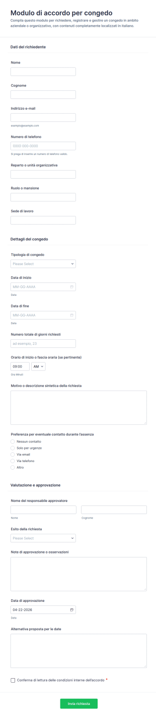 Accordo Di Congedo Modulo