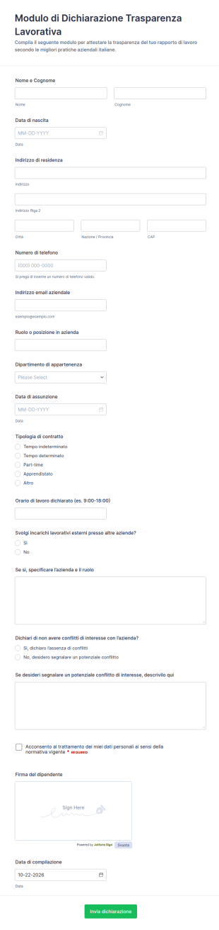 Accordo Di Trasparenza Sull’Occupazione