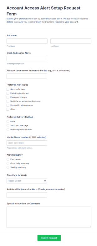 Account Access Alert Setup Request Form Template