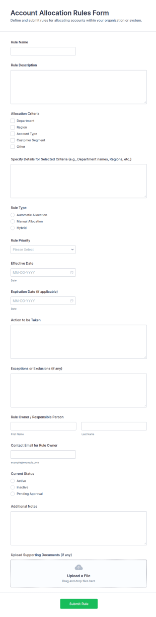 Account Allocation Rules Form Template