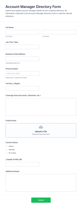Account Manager Directory Form Template