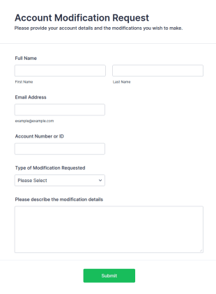 Account Modification Request Form Template