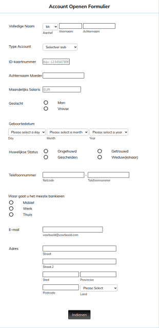 Account Openen Formulier
