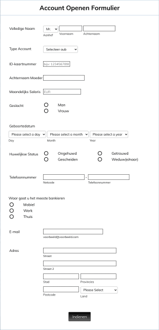 Account Openen Formulier Form Template