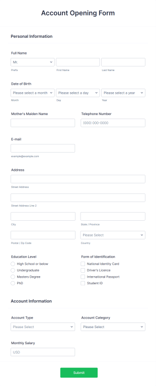 Account Opening Form Template | Jotform
