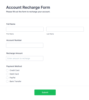 Account Recharge Form Form Template
