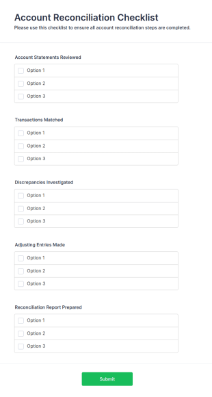 Account Reconciliation Checklist Form Template